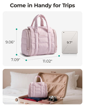 BAGSMART Makeup Bag top view showing compartments