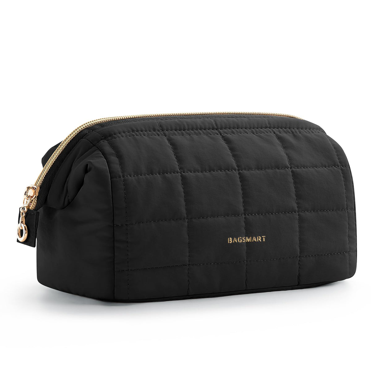 BAGSMART Makeup Bag Travel Toiletry Bag front view in black