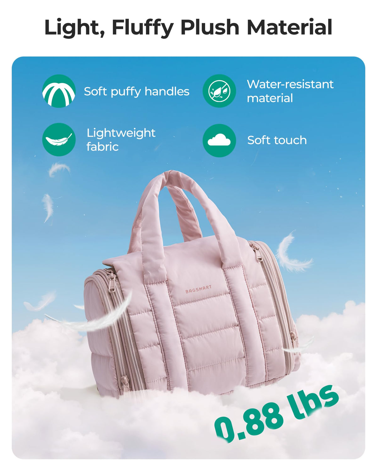 BAGSMART Makeup Bag with wet/dry pockets open