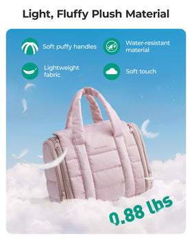 BAGSMART Makeup Bag with wet/dry pockets open