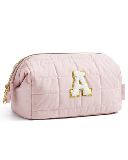 BAGSMART Personalised Initial Makeup Bag in pink front view