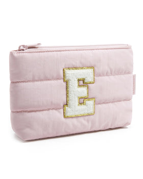 BAGSMART Personalized Makeup Bag front view with chenille letter