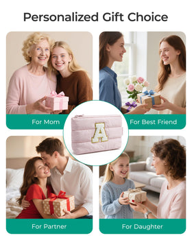 BAGSMART Personalized Makeup Bag with various beauty products