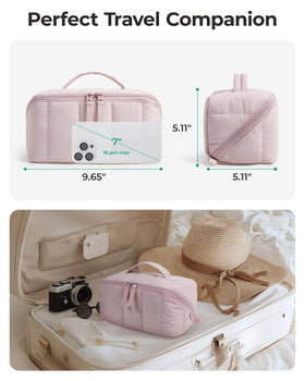 BAGSMART Puffy Travel Makeup Bag displaying quilted design