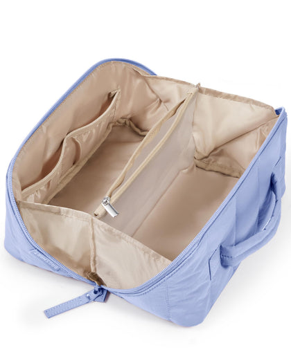 BAGSMART Puffy Travel Makeup Bag front view in purple