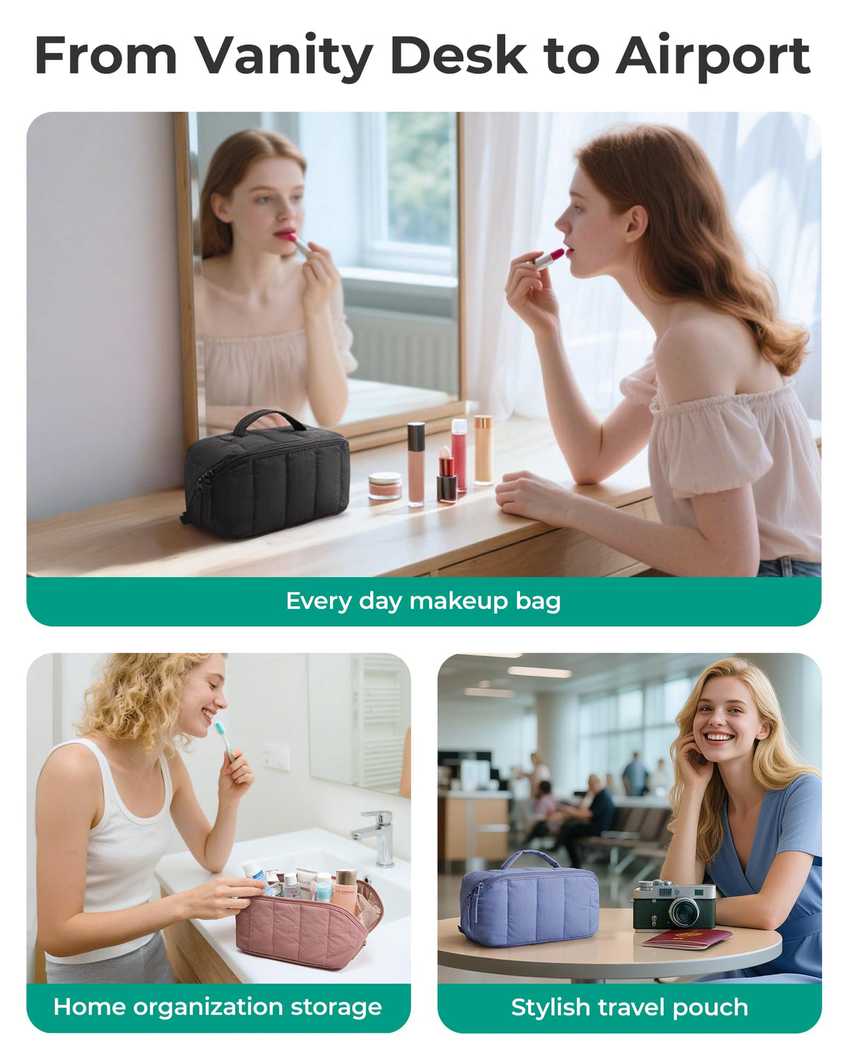 BAGSMART Puffy Travel Makeup Bag packaging display