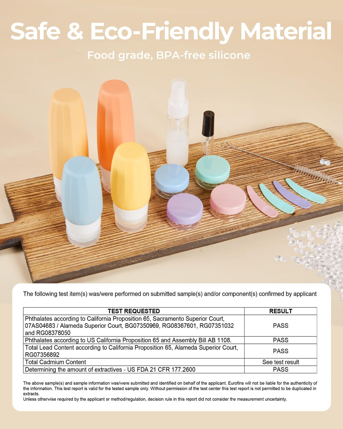 BAGSMART silicone travel bottles in clear bag