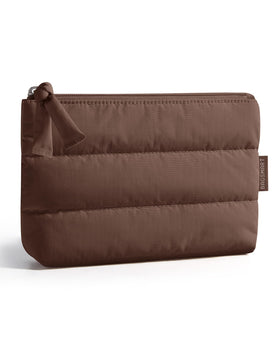 BAGSMART Slim Makeup Pouch front view in pink