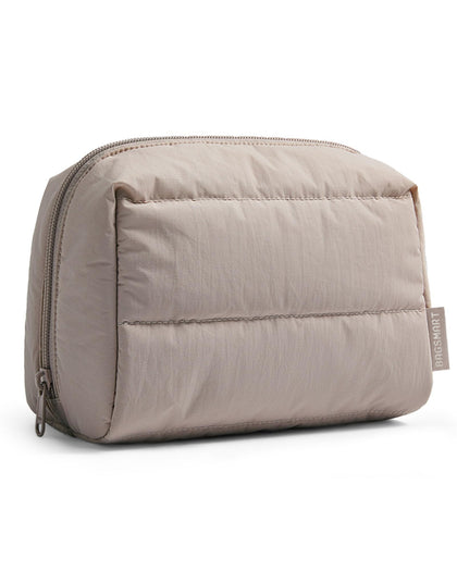 BAGSMART Small Makeup Bag Camel front view