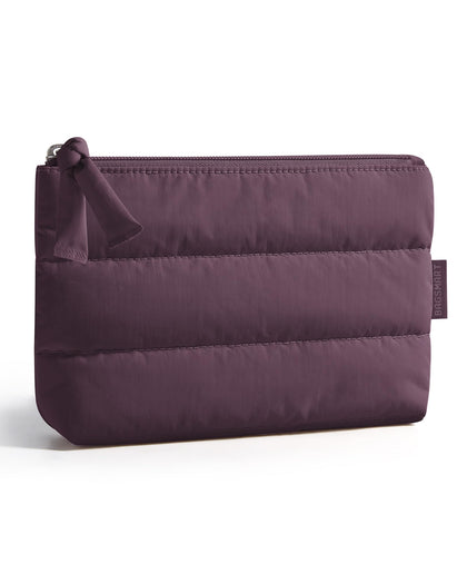 BAGSMART Small Makeup Bag front view in fluffy texture