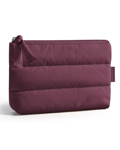 BAGSMART Small Makeup Bag front view in fluffy texture
