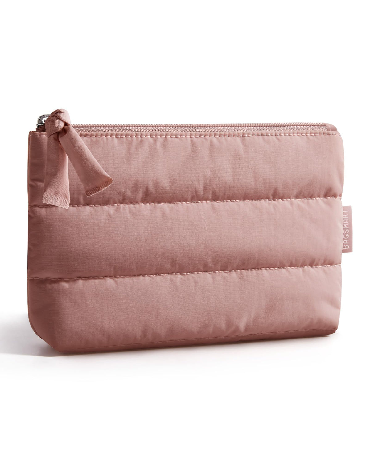 BAGSMART Small Makeup Bag front view in fluffy texture