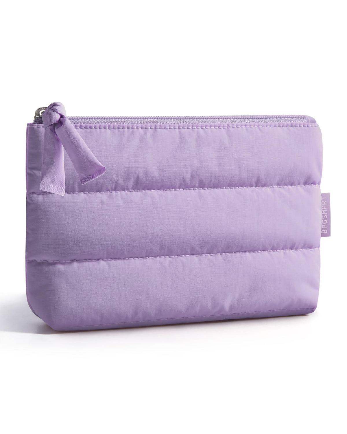 BAGSMART Small Makeup Bag front view in fluffy texture