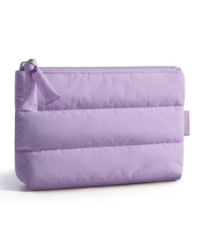 BAGSMART Small Makeup Bag front view in fluffy texture