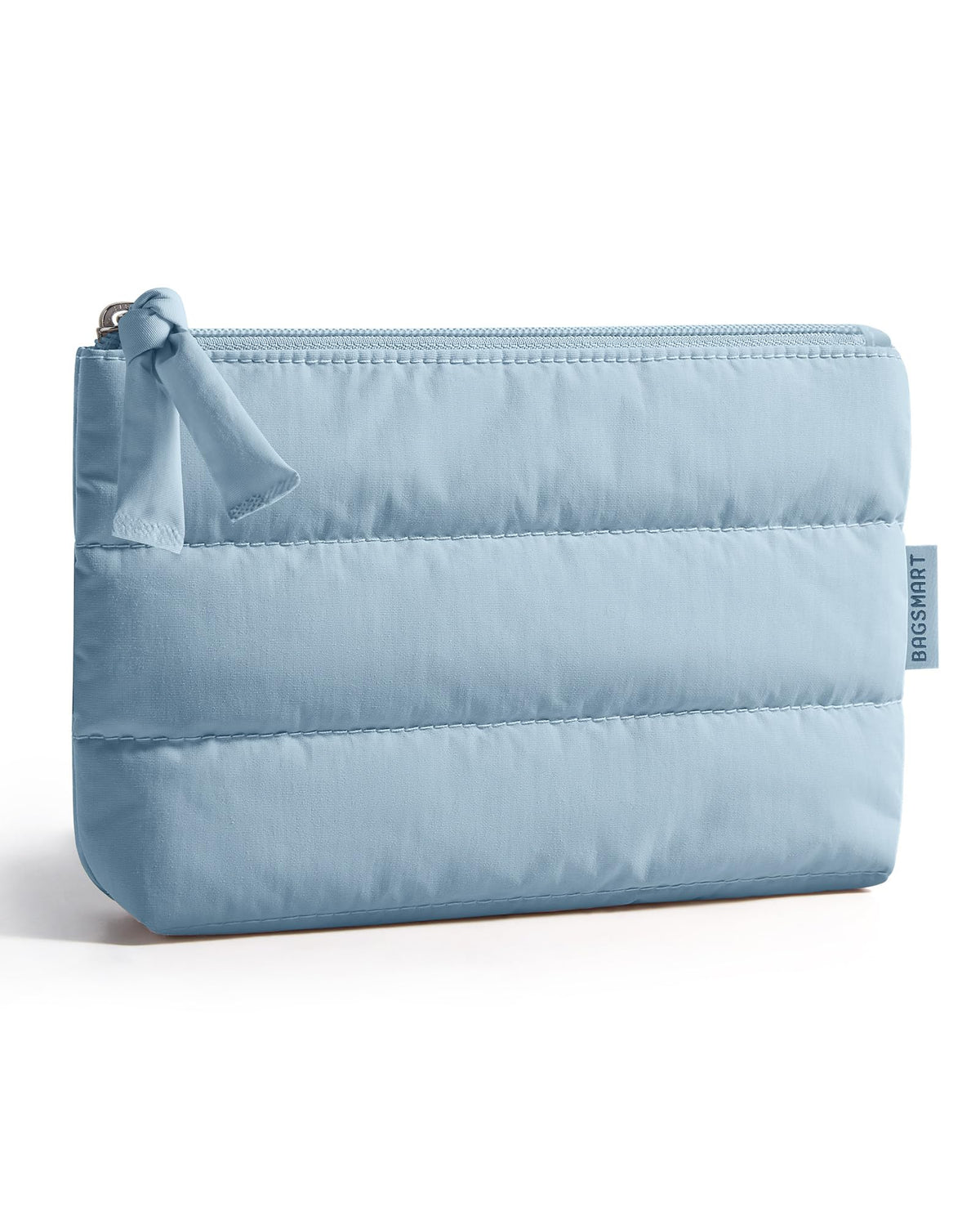 BAGSMART Small Makeup Bag front view with fluffy texture