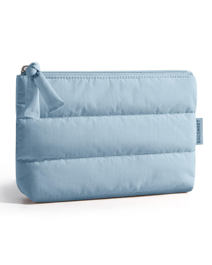BAGSMART Small Makeup Bag front view with fluffy texture