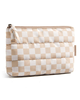 BAGSMART Small Makeup Bag front view with fluffy texture