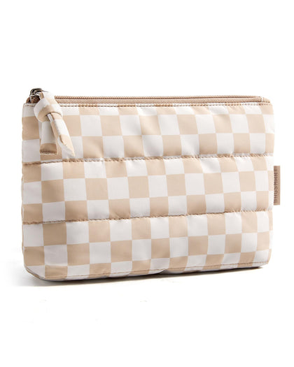 BAGSMART Small Makeup Bag front view with fluffy texture