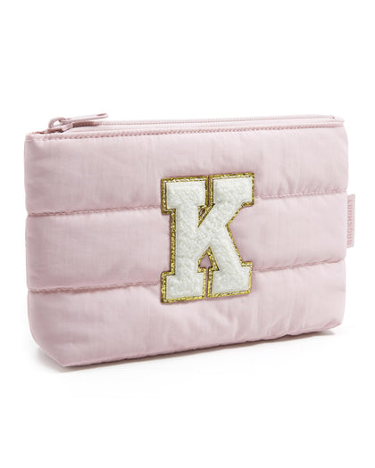 BAGSMART Small Makeup Bag front view with personalised chenille letter