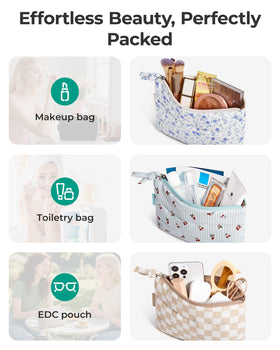 BAGSMART Small Makeup Bag in a purse demonstrating compactness