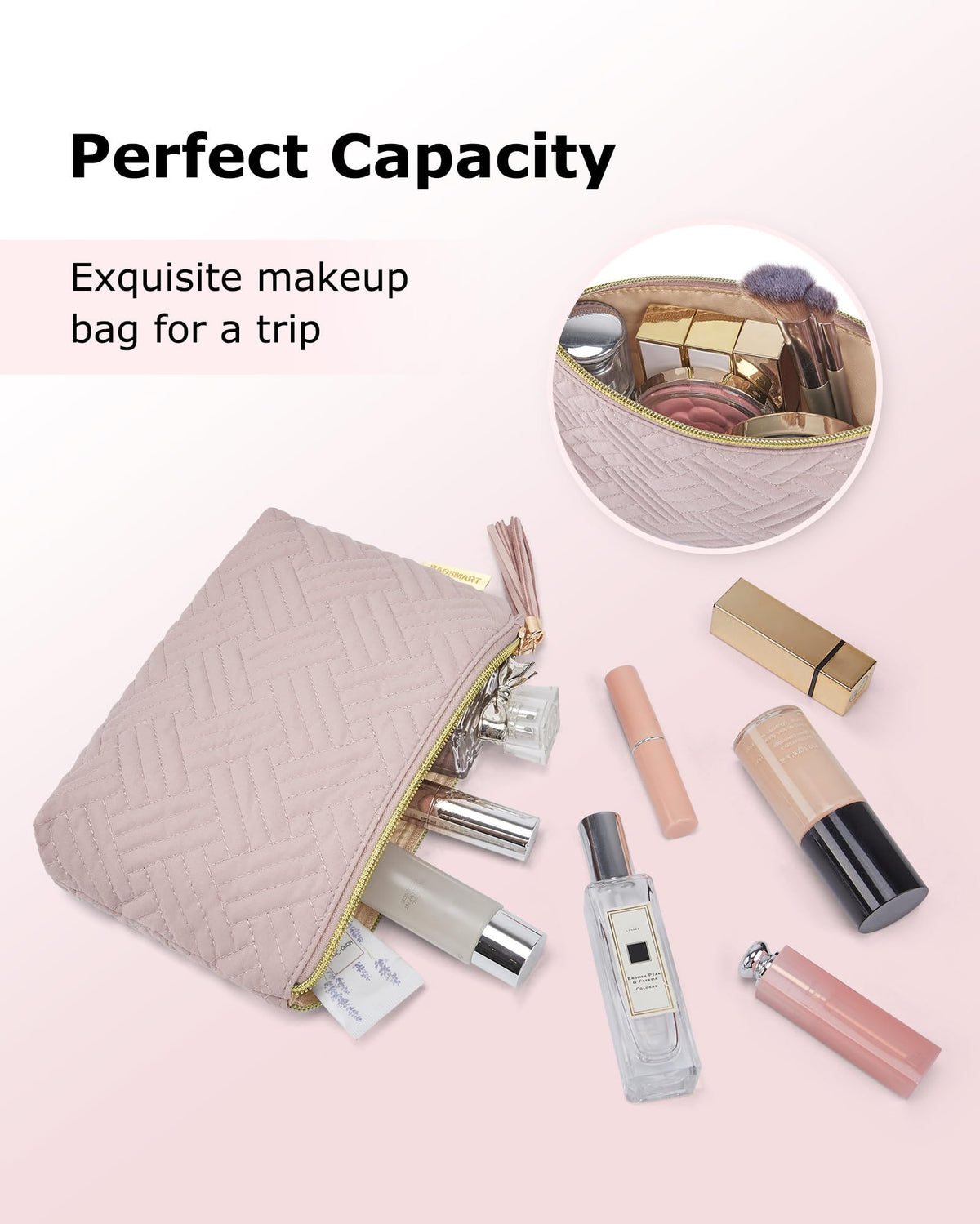 BAGSMART Small Makeup Bag in a stylish tote