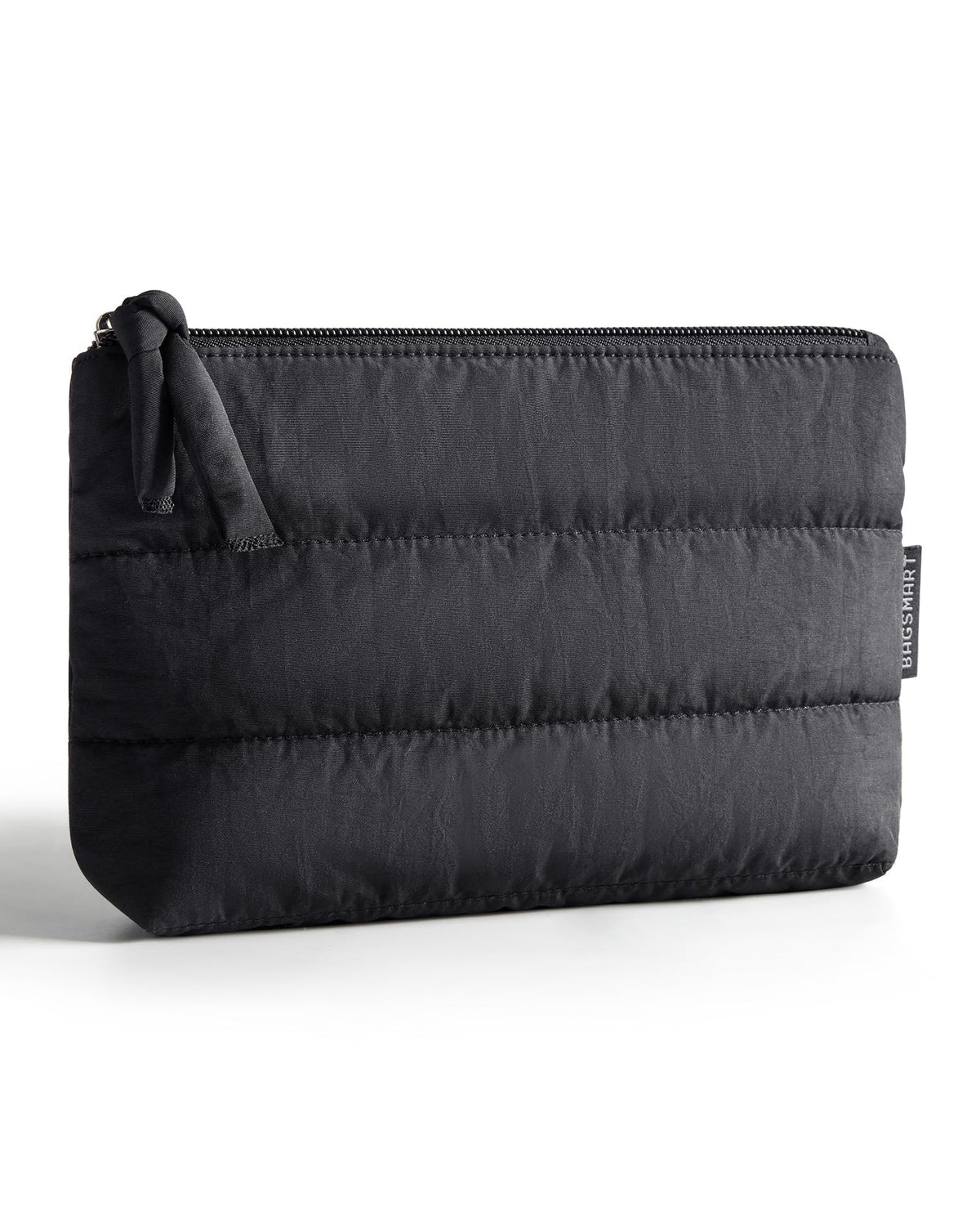 BAGSMART Small Makeup Bag in black, front view