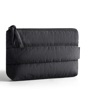 BAGSMART Small Makeup Bag in black, front view