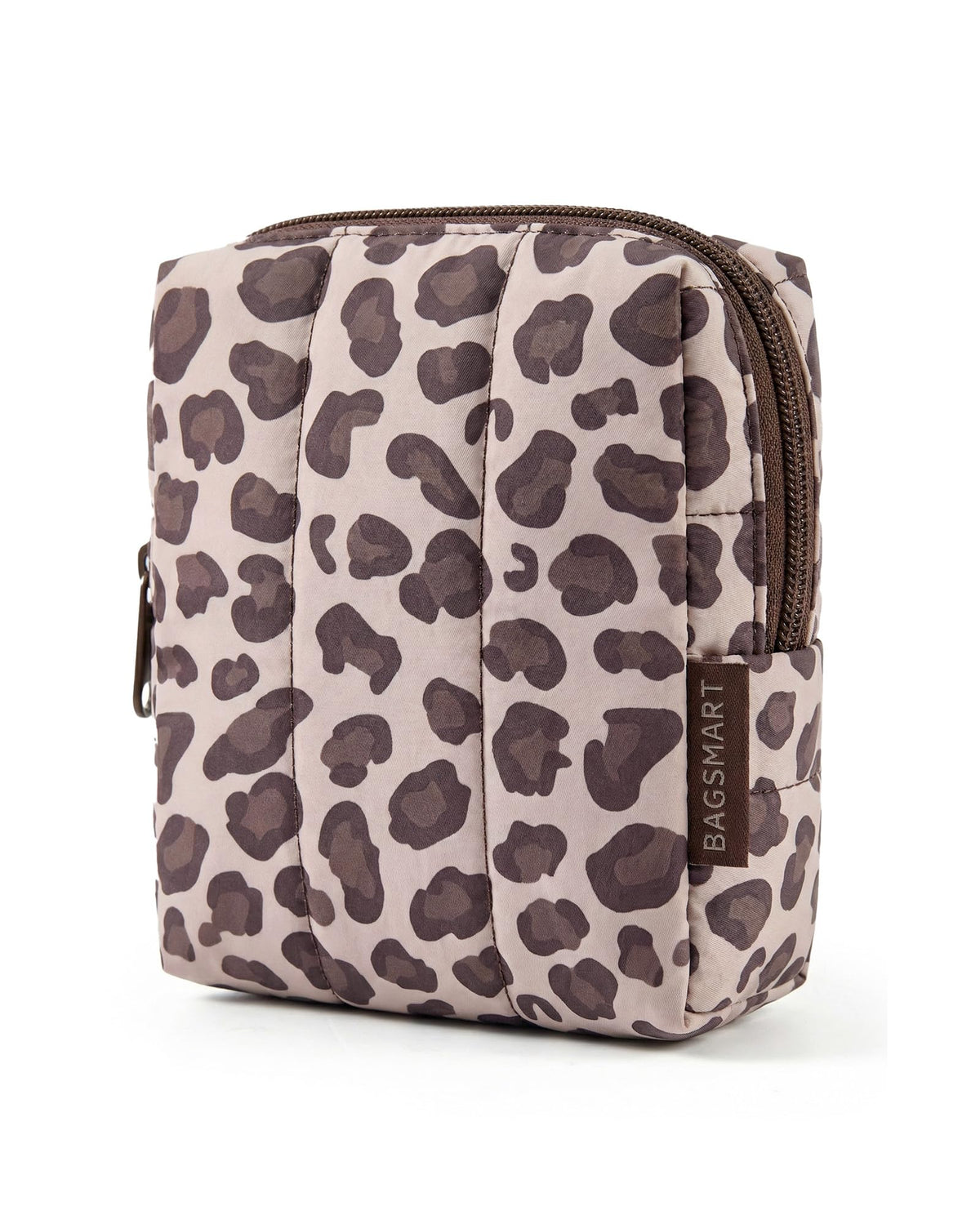 BAGSMART Small Makeup Bag Leopard front view