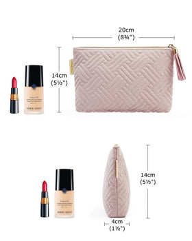 BAGSMART Small Makeup Bag on a vanity with cosmetics