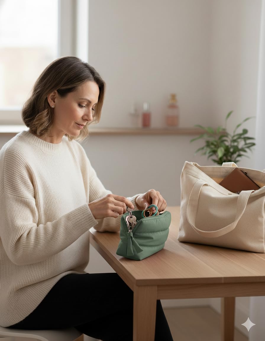 BAGSMART Small Makeup Bag open showing storage space