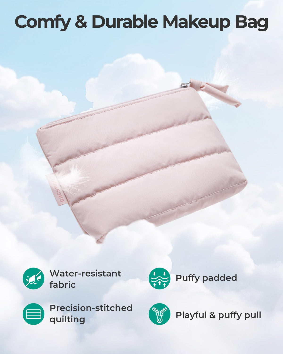 BAGSMART Small Makeup Bag opened showing interior space