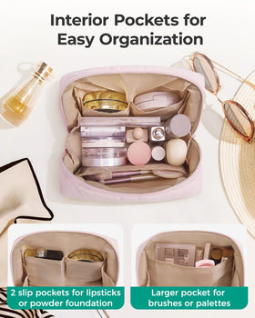 BAGSMART Small Makeup Bag packed with cosmetics