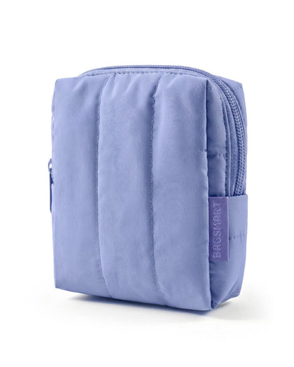 BAGSMART Small Makeup Bag purple front view with zipper