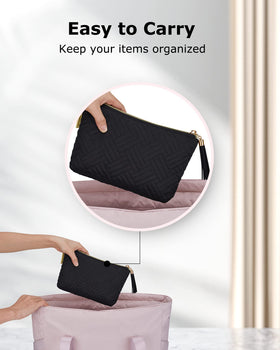 BAGSMART Small Makeup Bag with tassel zipper pull close-up