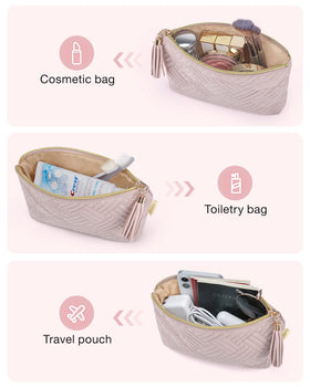BAGSMART Small Makeup Bag with tech accessories inside