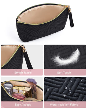 BAGSMART Small Makeup Bag with travel documents and tech accessories