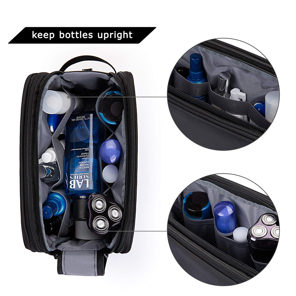 BAGSMART Toiletry Bag back view with hidden snap closure
