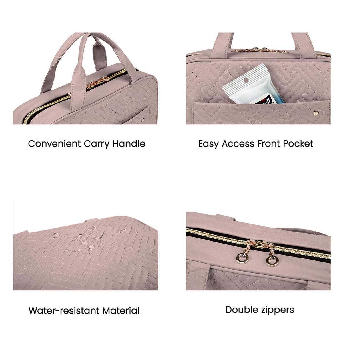 BAGSMART Toiletry Bag back view with zip pocket