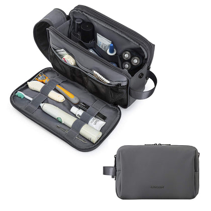 BAGSMART Toiletry Bag for Men grey model front view