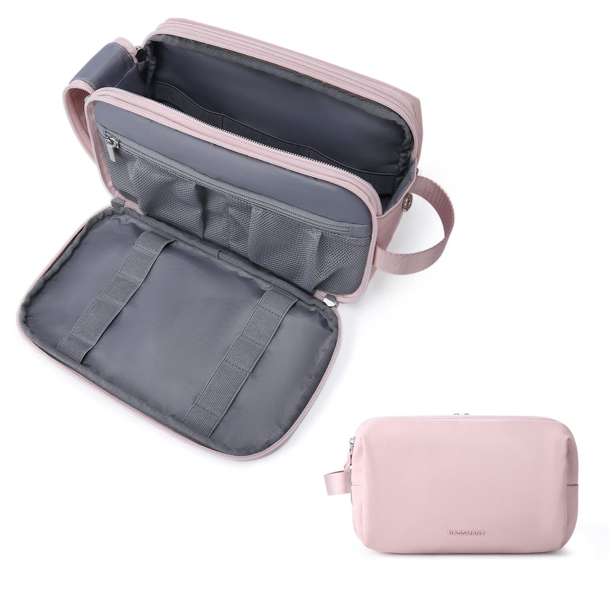 BAGSMART Toiletry Bag for Men pink large size front view