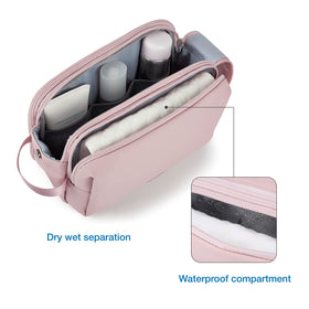BAGSMART Toiletry Bag for Men pink large size open showing compartments
