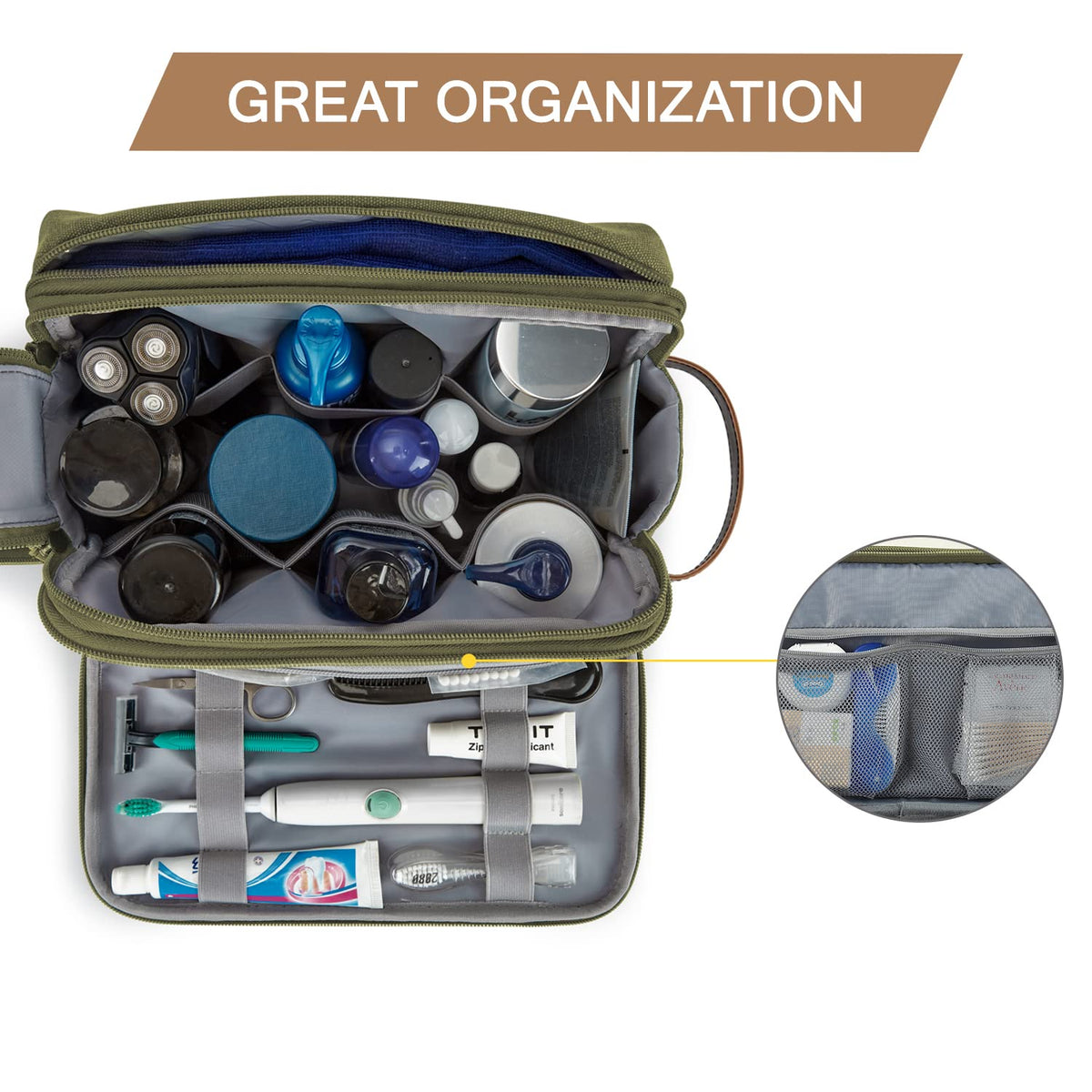 BAGSMART Toiletry Bag for Men showing large capacity and pockets