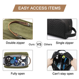 BAGSMART Toiletry Bag for Men with sturdy leather handle