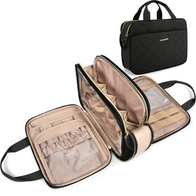BAGSMART Toiletry Bag for Women front view, black