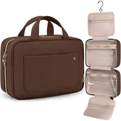 BAGSMART Toiletry Bag front view in coffee colour