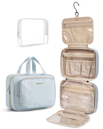 BAGSMART Toiletry Bag front view in light blue