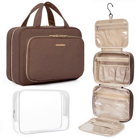 BAGSMART Toiletry Bag in coffee brown front view