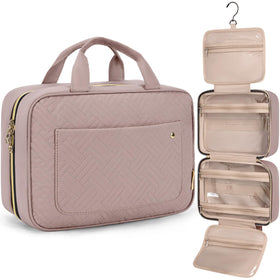 BAGSMART Toiletry Bag in dirty purple front view with hanging hook