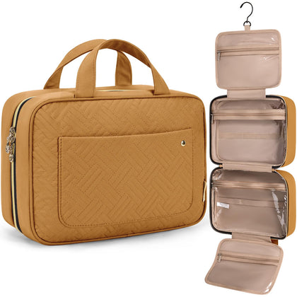BAGSMART Toiletry Bag Large Brownstone Yellow front view
