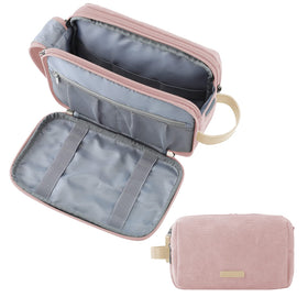 BAGSMART Toiletry Bag large capacity pink front view